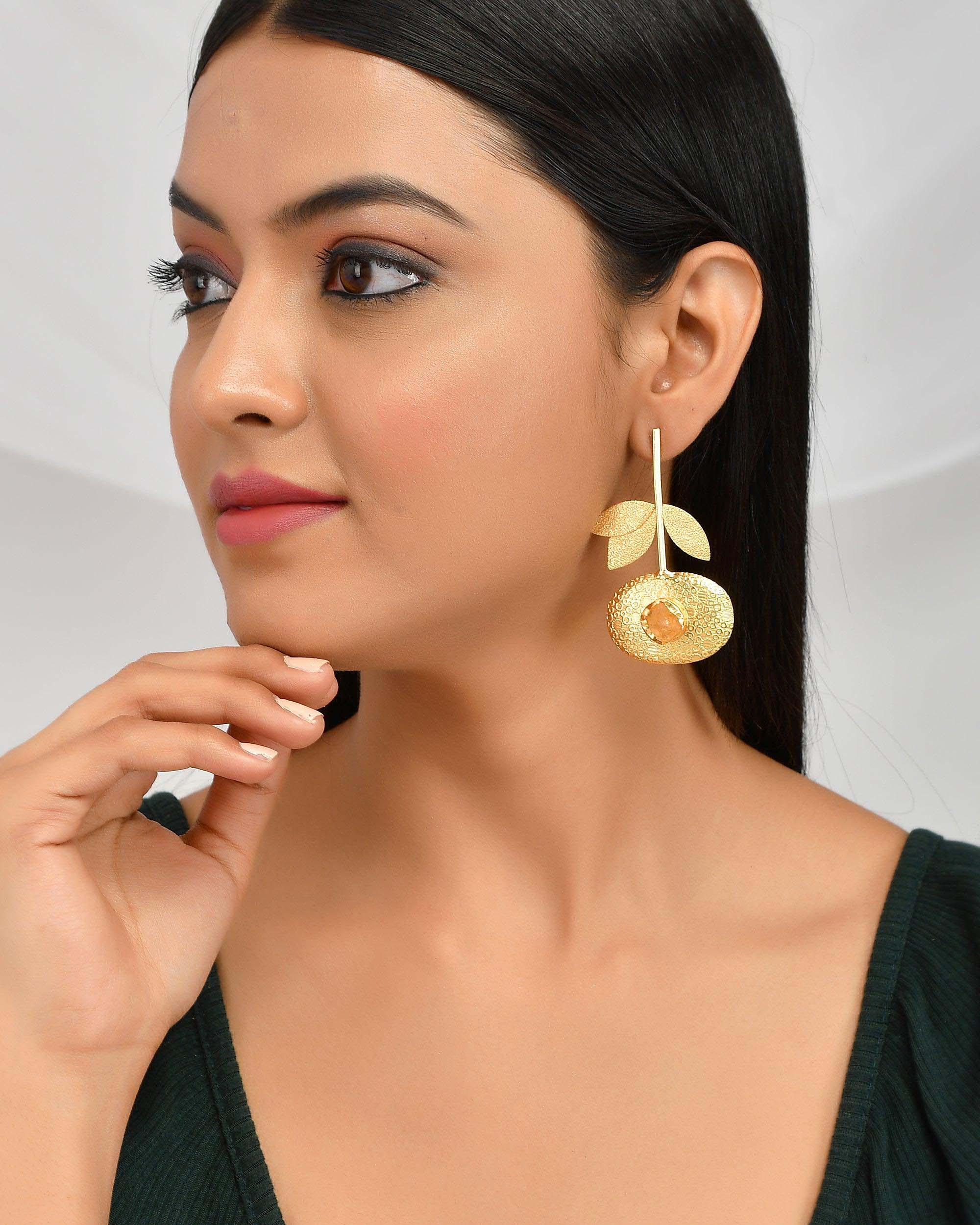Women's Triple Leaf Textured Earrings