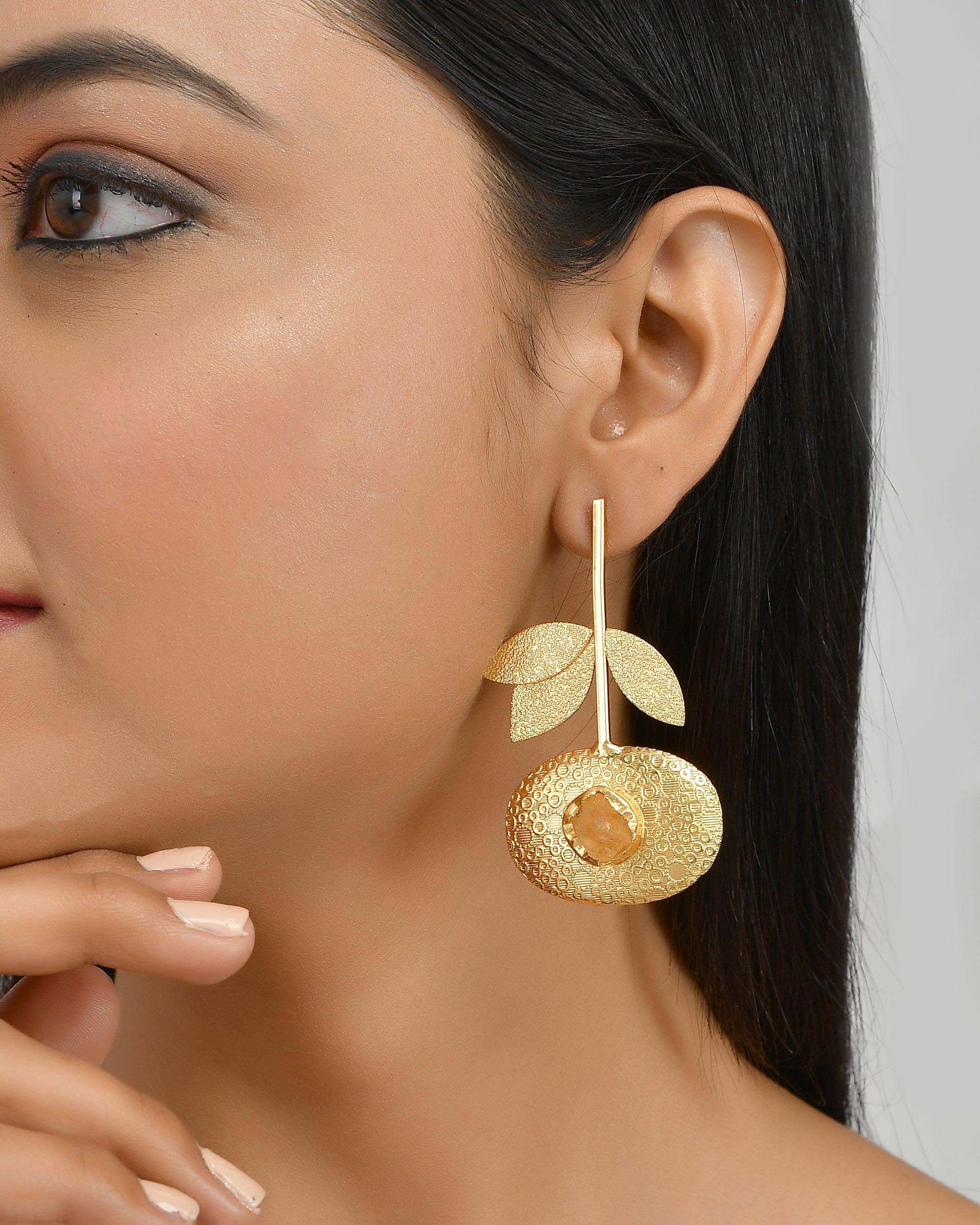 Women's Triple Leaf Textured Earrings
