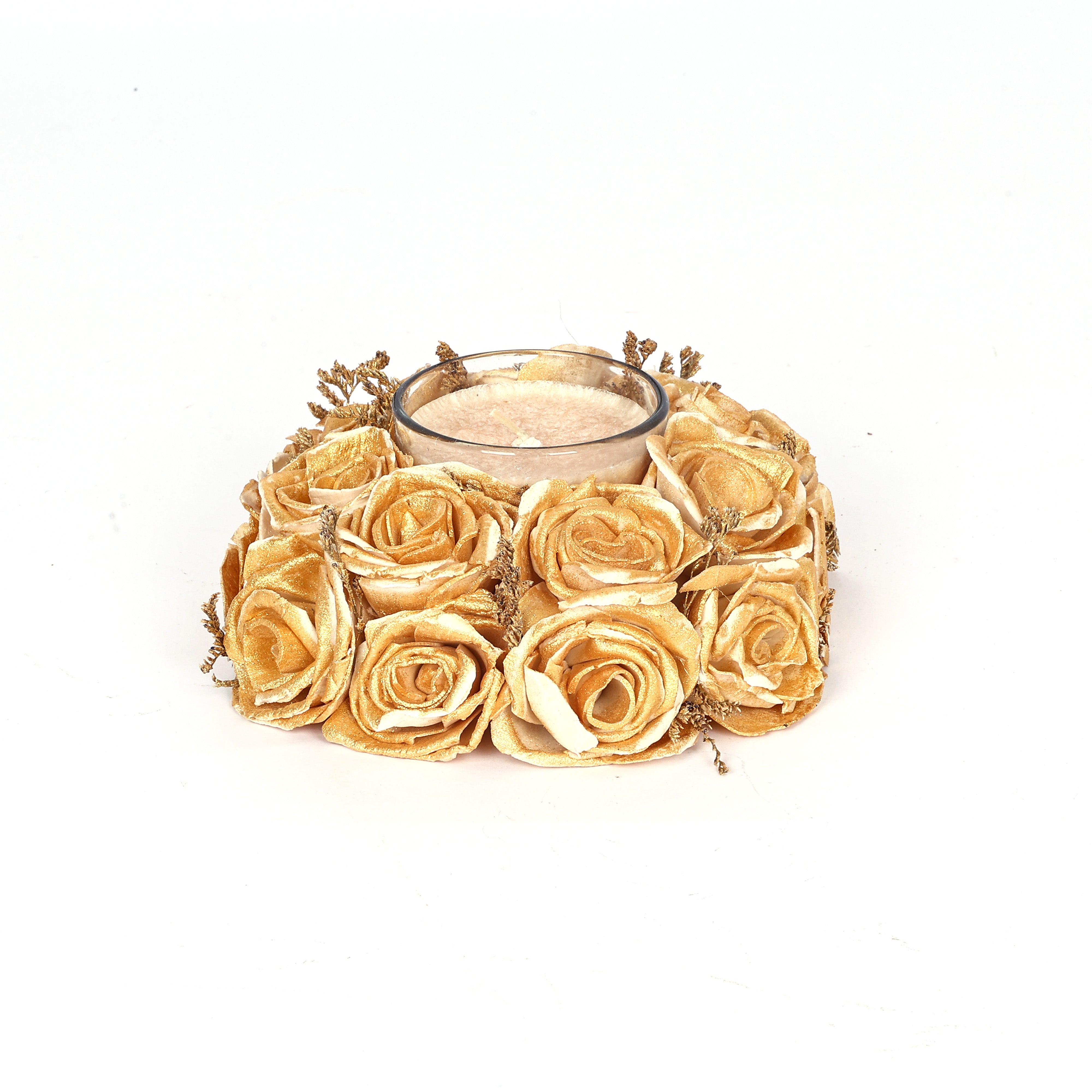 Thai Rose Fragrance Wreath Candle—Golden