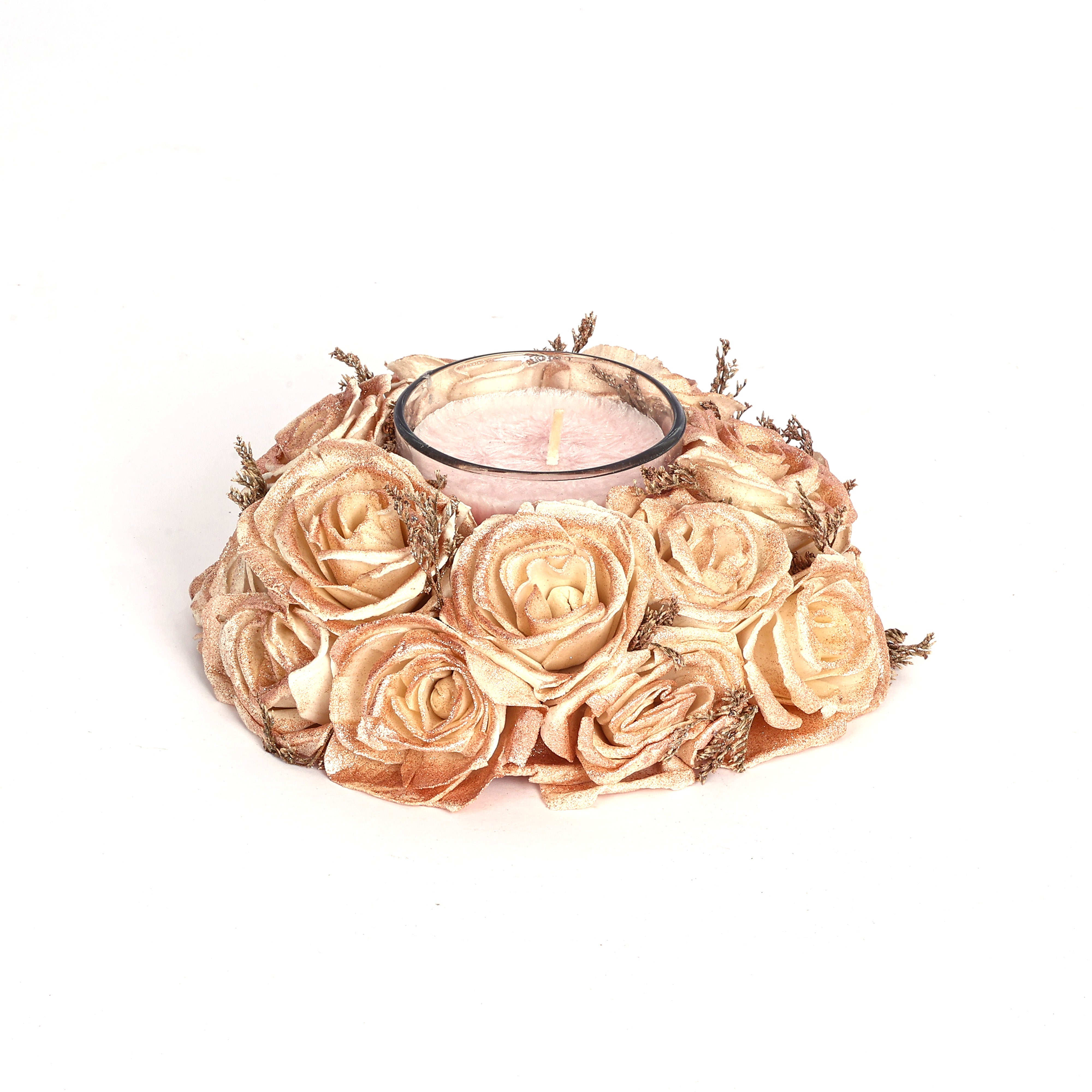 Thai Rose Fragrance Wreath Candle—Rose Gold