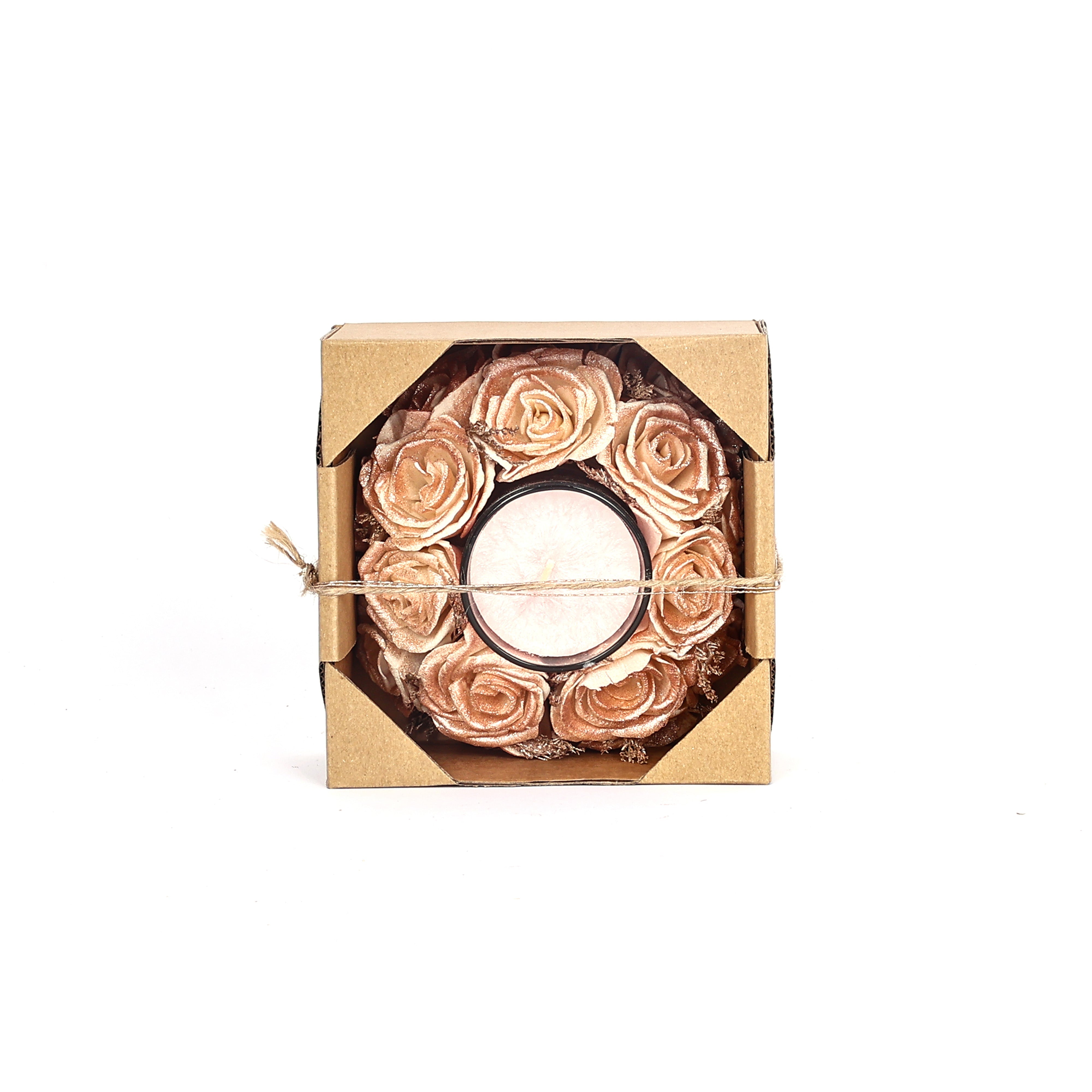 Thai Rose Fragrance Wreath Candle—Rose Gold