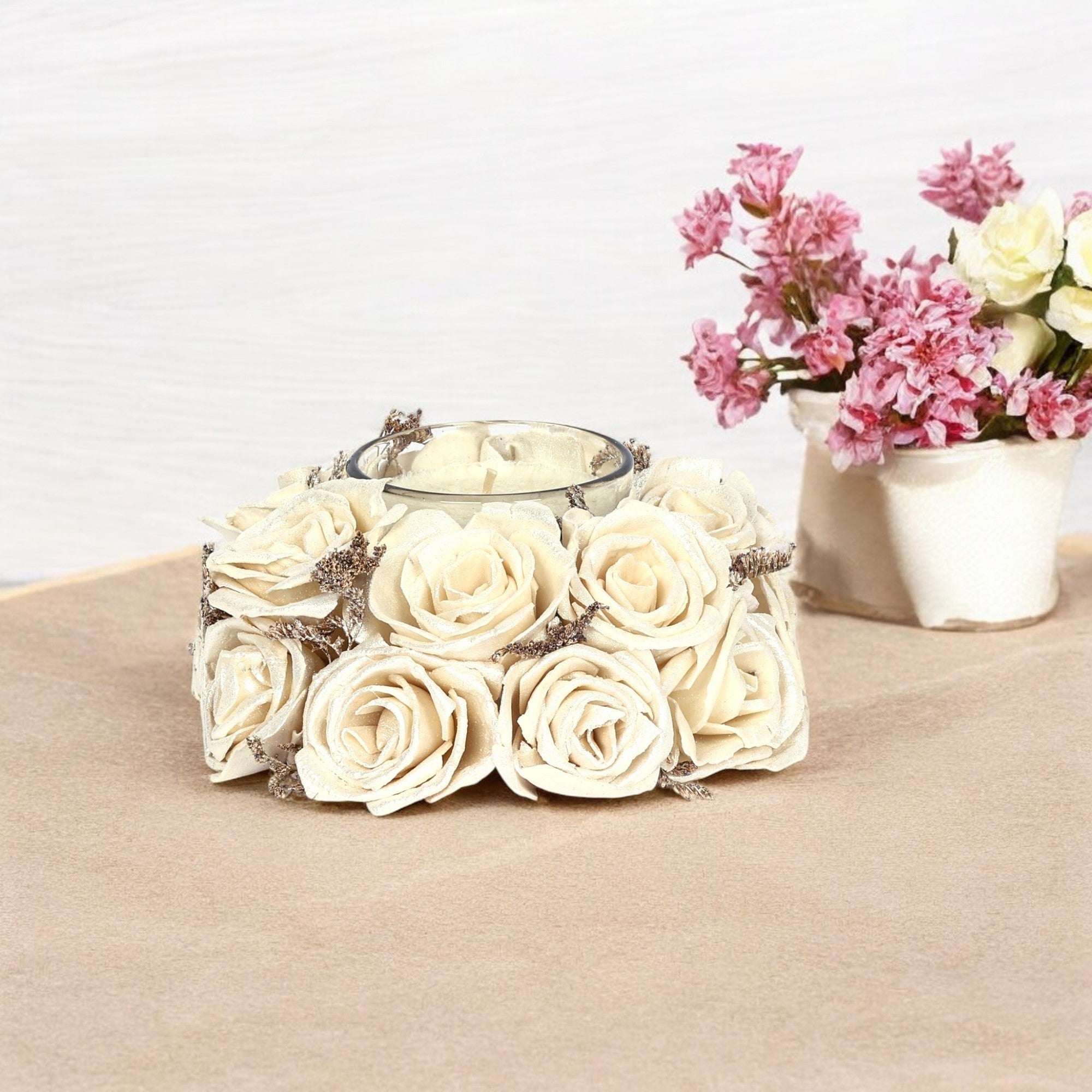 Thai Rose Fragrance Wreath Candle—White