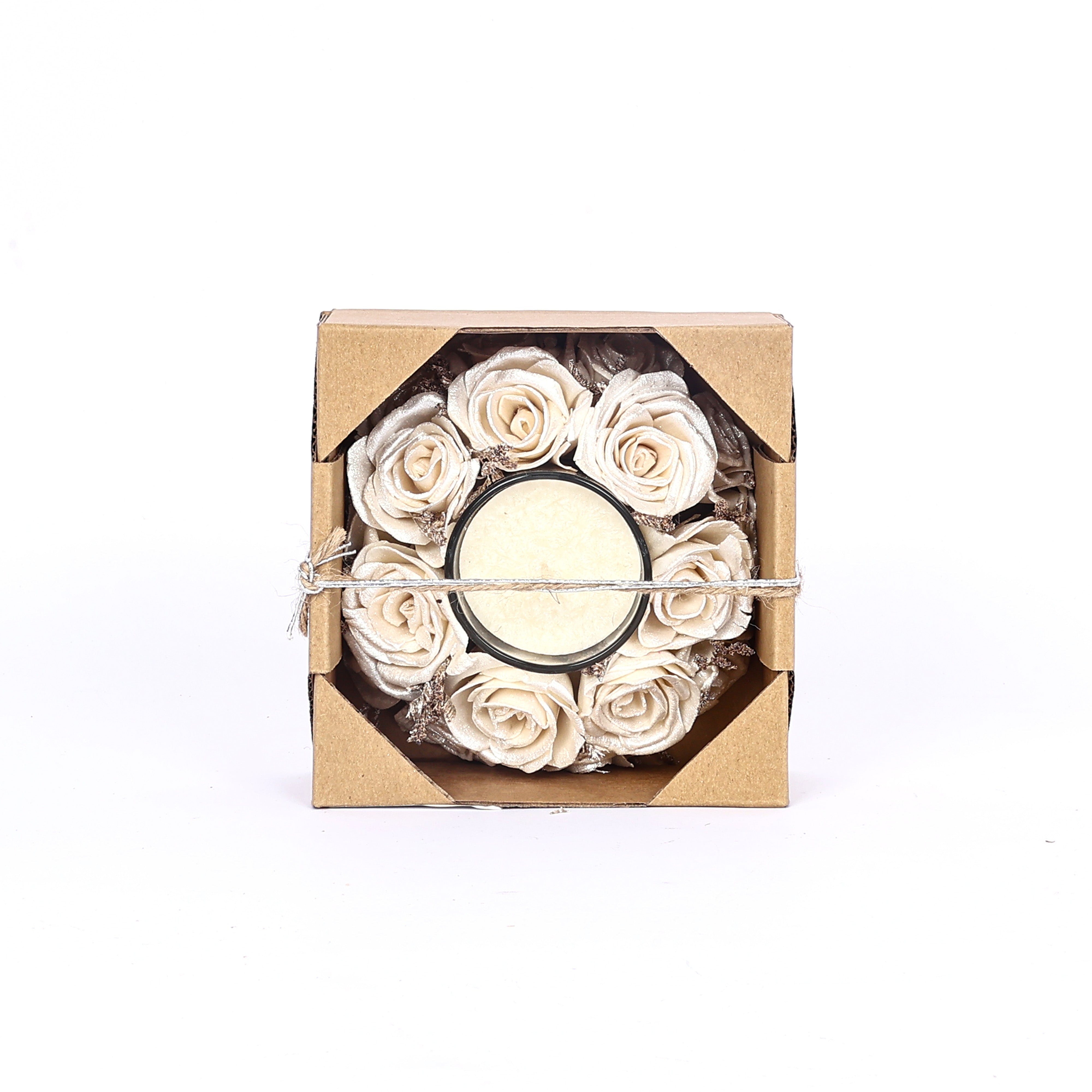 Thai Rose Fragrance Wreath Candle—White