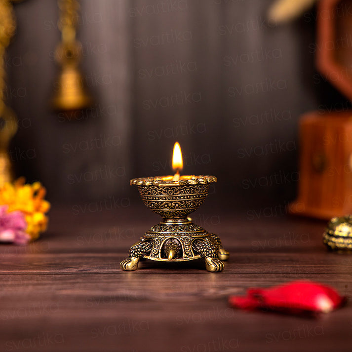 Vastu Divine Brass Tortoise Diya (1.5 Inch) - By Trendia