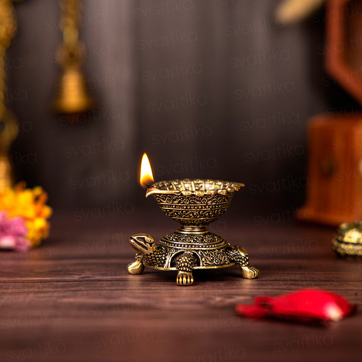 Vastu Divine Brass Tortoise Diya (1.5 Inch) - By Trendia