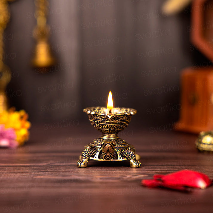 Vastu Divine Brass Tortoise Diya (1.5 Inch) - By Trendia