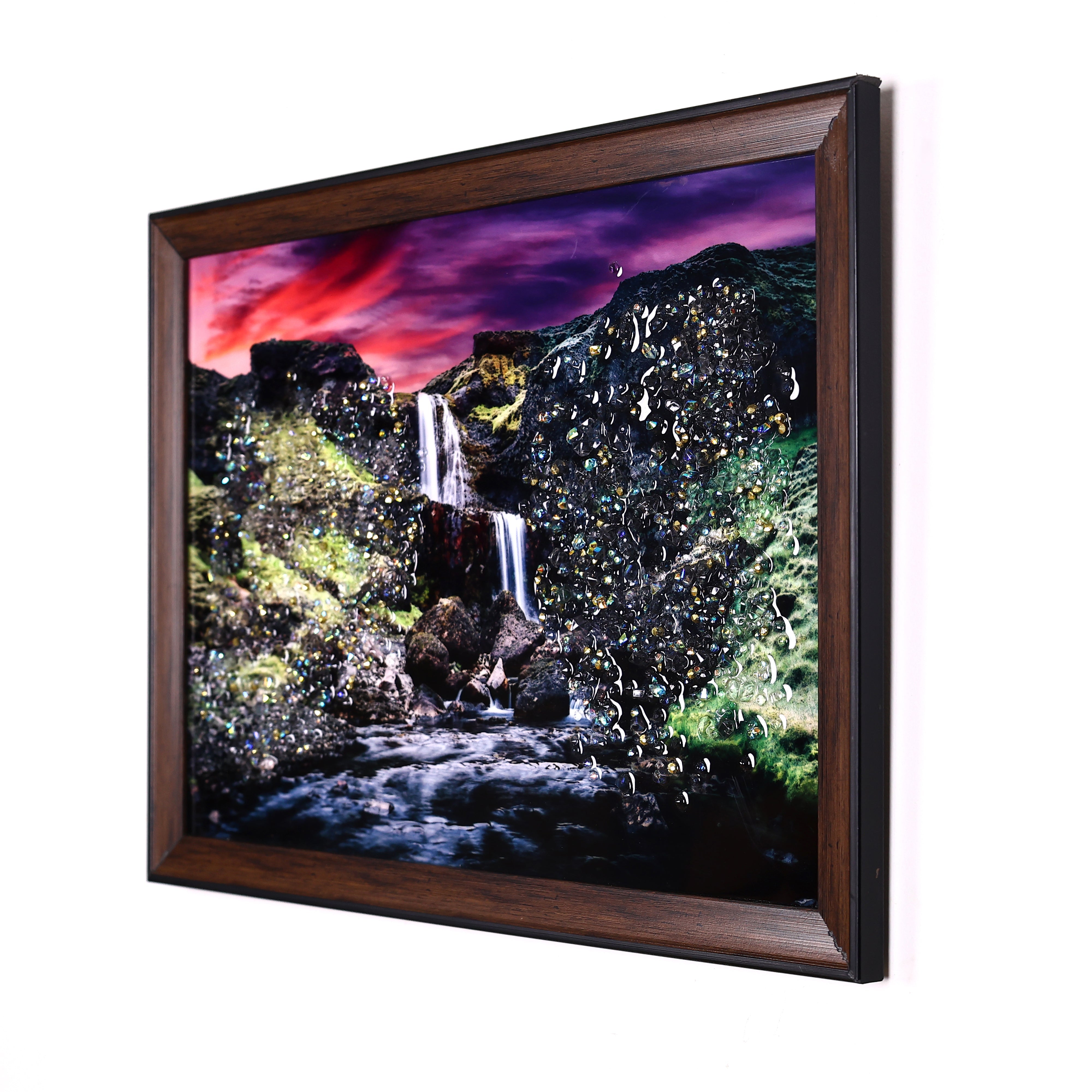 Twilight Waterfall Crystal Embellished Resin Wall Hanging