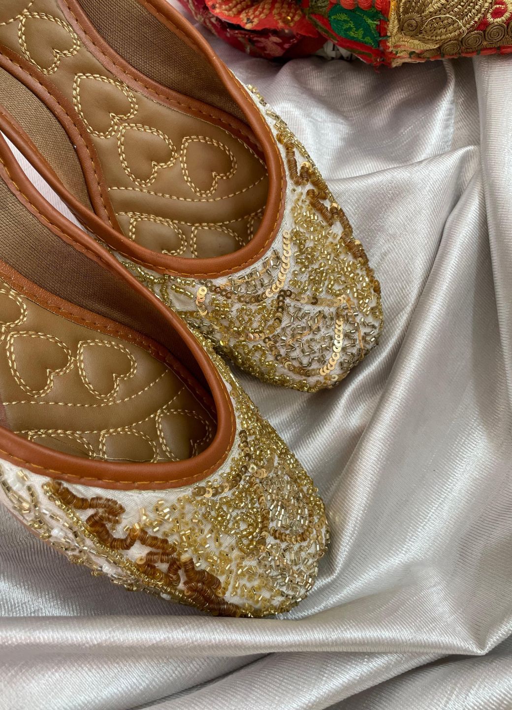 Women's Golden Designer Dabka  Indian Ethnic Comfort Footwear