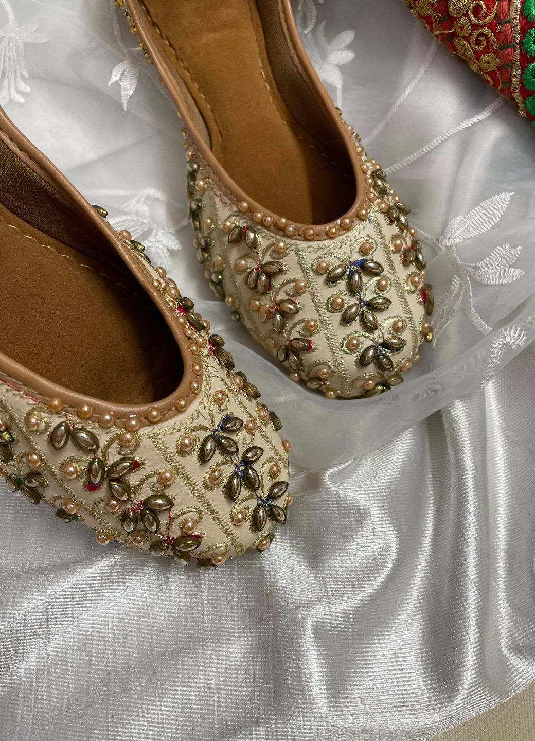 Women's Golden Stone Work Womens Indian Ethnic Comfort Footwear