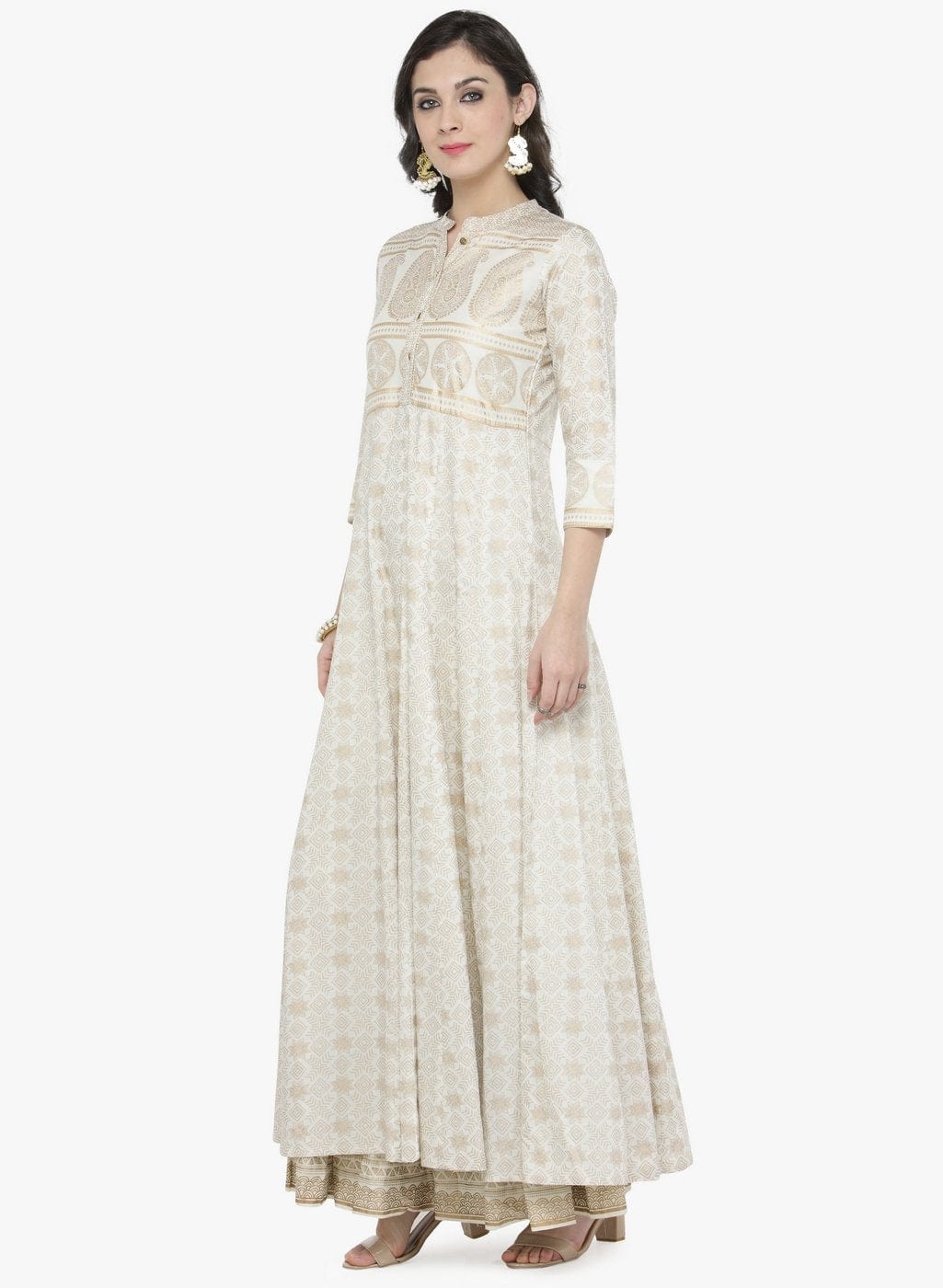Women's Off-White Printed Maxi Dress