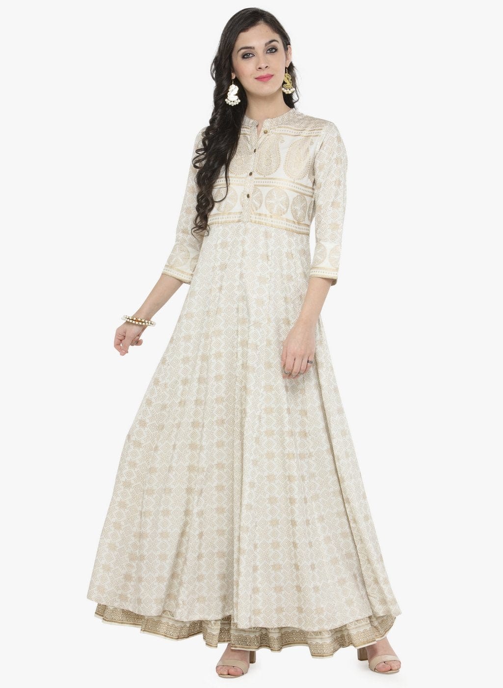 Women's Off-White Printed Maxi Dress