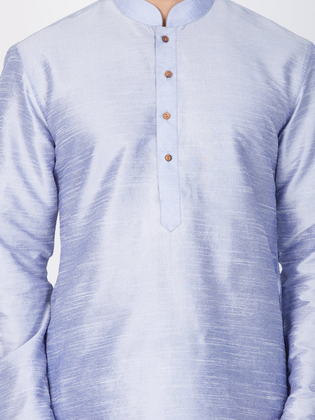Men's Light Blue Cotton Silk Blend Kurta and Dhoti Pant Set