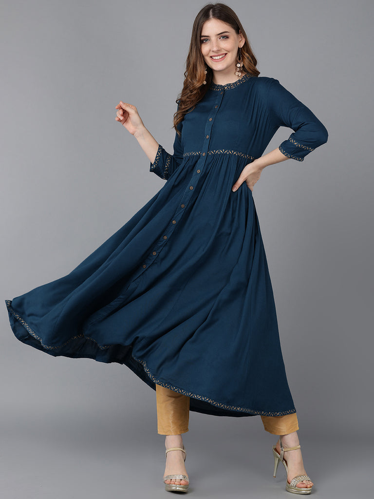 Women's Viscose Rayon Solid Kurta