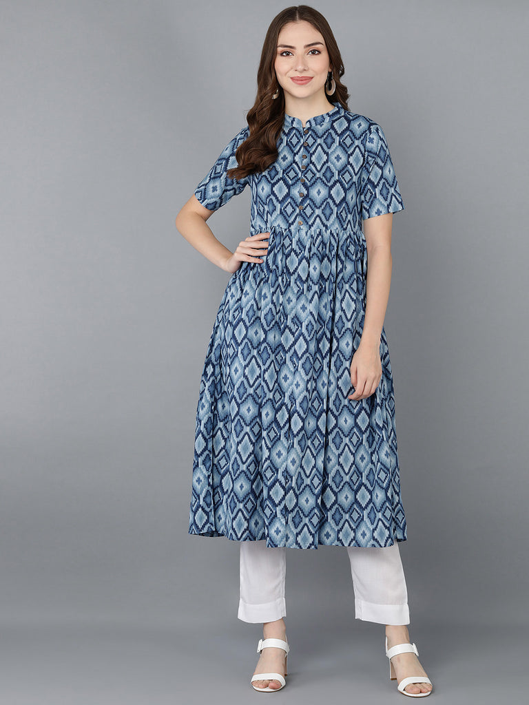 Women's Ahika Cotton Blend Geometric Printed Kurta