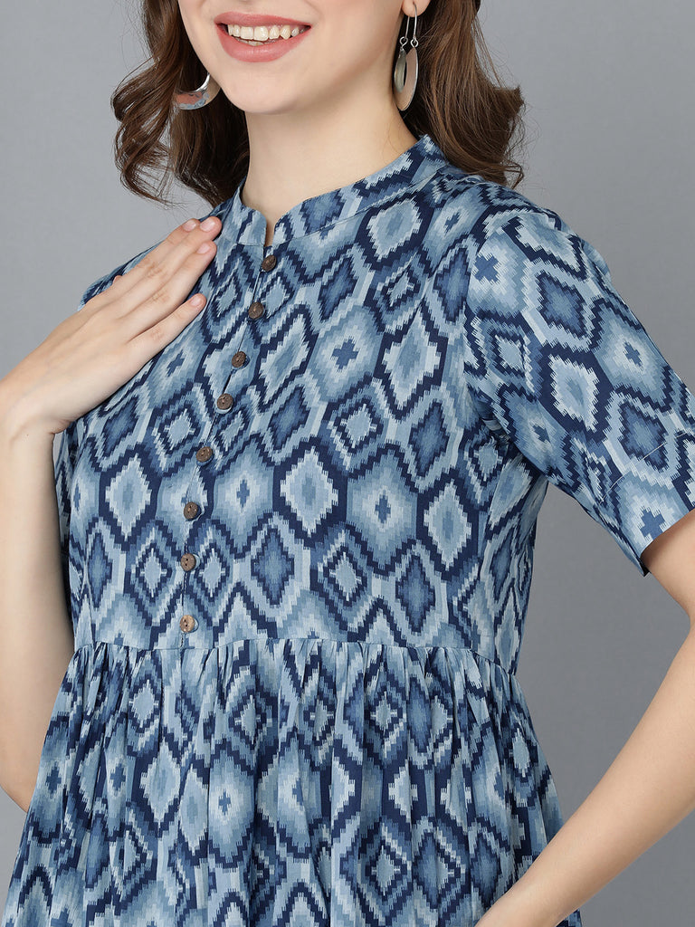 Women's Ahika Cotton Blend Geometric Printed Kurta
