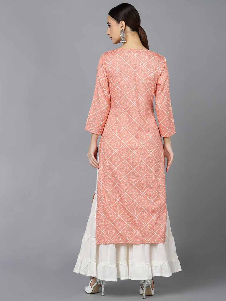 Women's Cotton Blend Geometric Printed Kurta