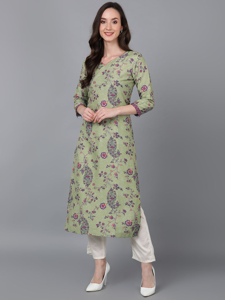Women's Poly Silk Abstract Printed Kurta