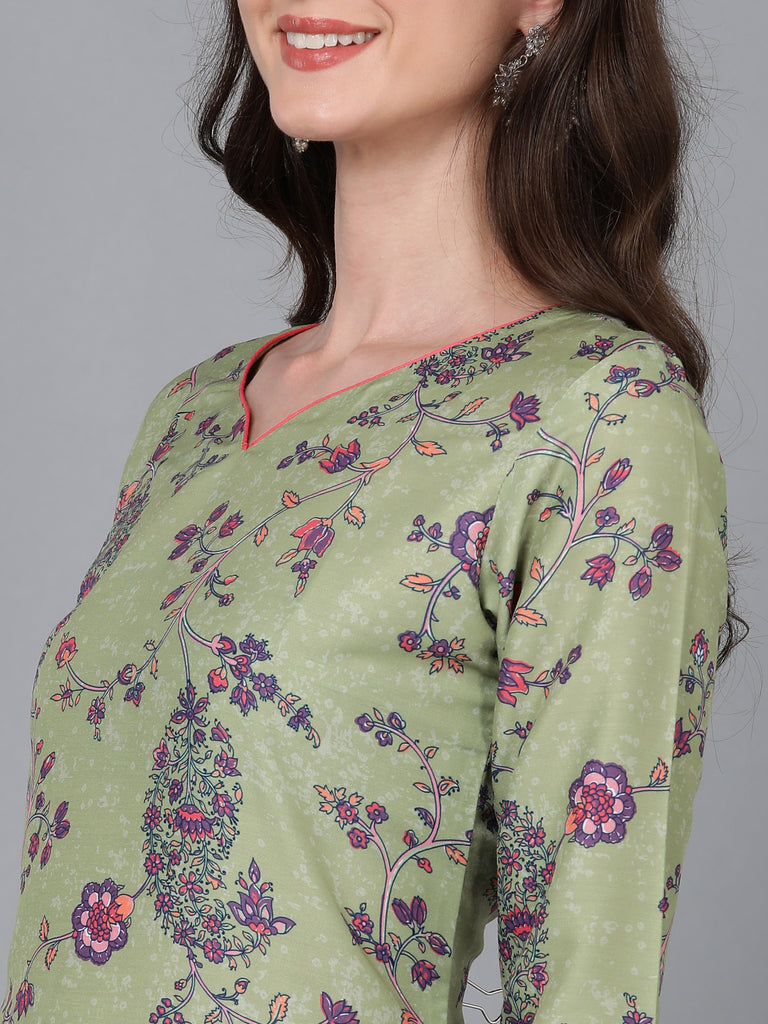 Women's Poly Silk Abstract Printed Kurta