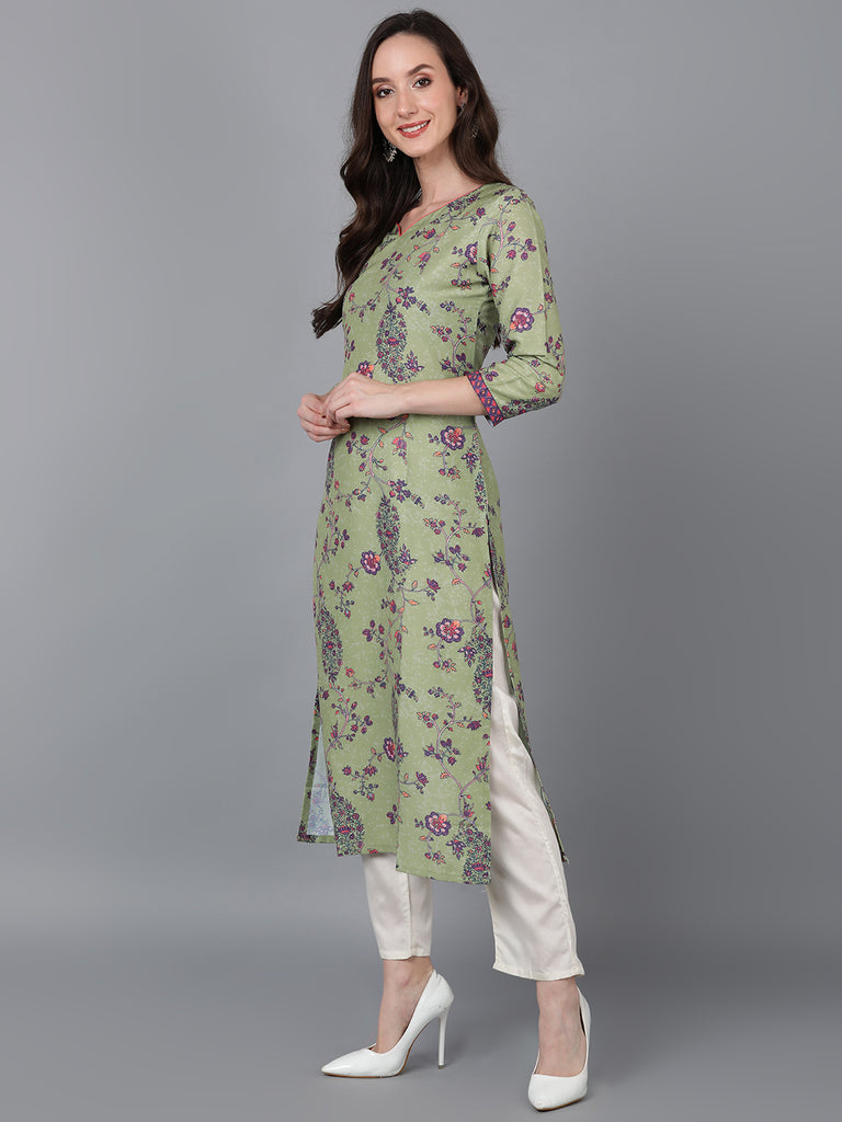 Women's Poly Silk Abstract Printed Kurta