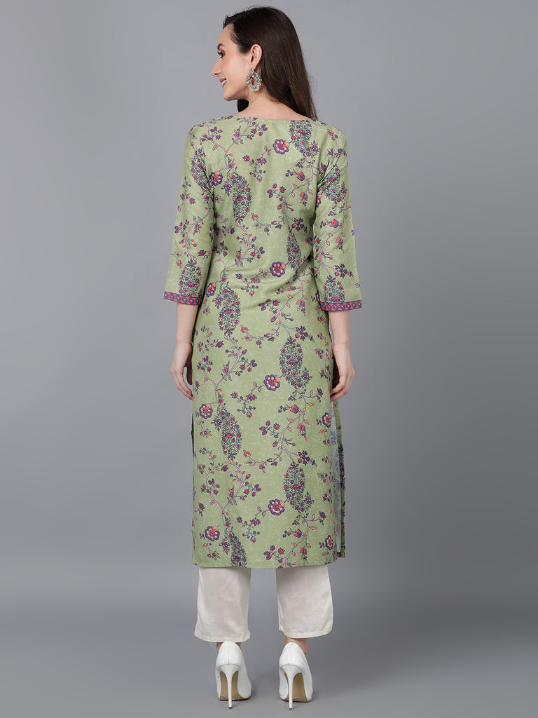 Women's Poly Silk Abstract Printed Kurta