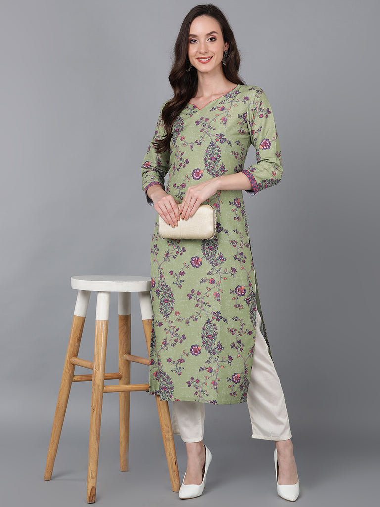 Women's Poly Silk Abstract Printed Kurta