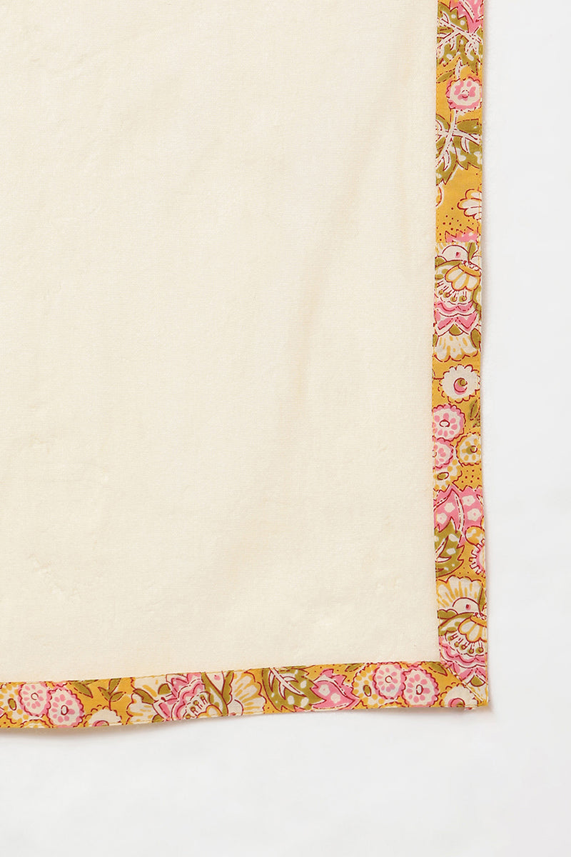 Women's Cotton Blend Floral Printed Kurta Palazzos With Dupatta