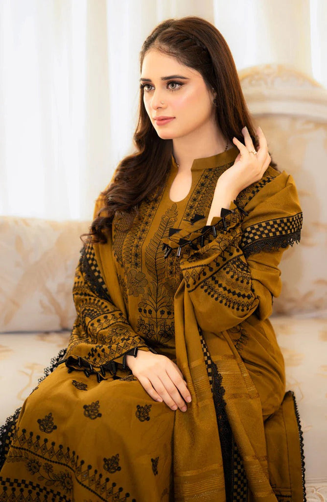 Women's Mustard Malai Satin Hand Work Kurta Set