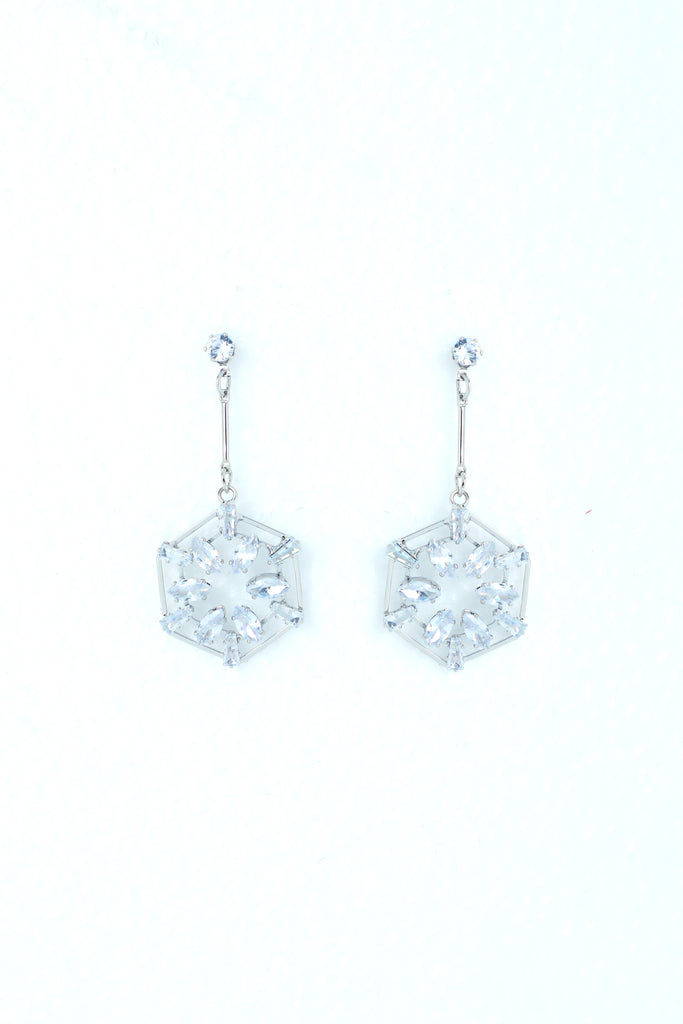 Women's Silver Plated Stone Studded Circluar Earrings
