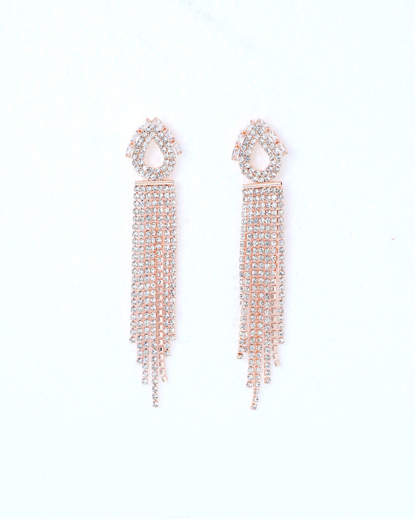 Women's Gold Plated Stone Studded Drop Earrings