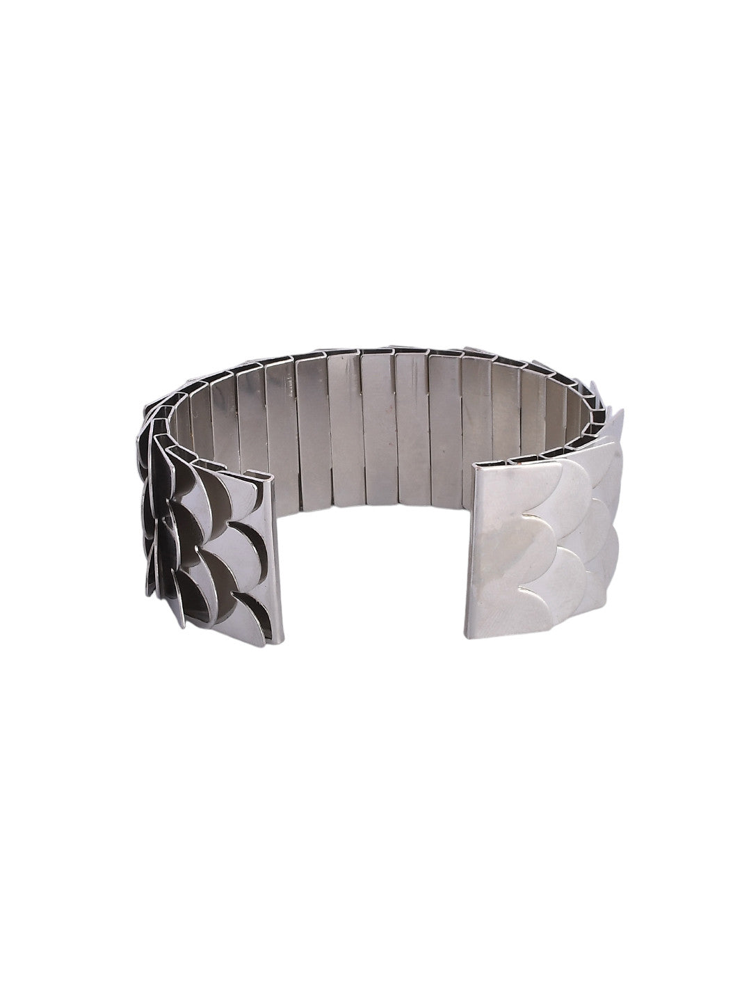Women's Silver Plated Oxidised Kada Bracelet Cum  - Voj