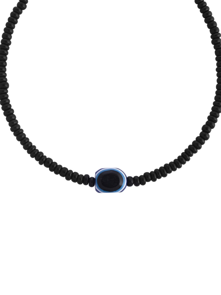 Women's Set Of 2 Evil Eye Black Beaded Anklet