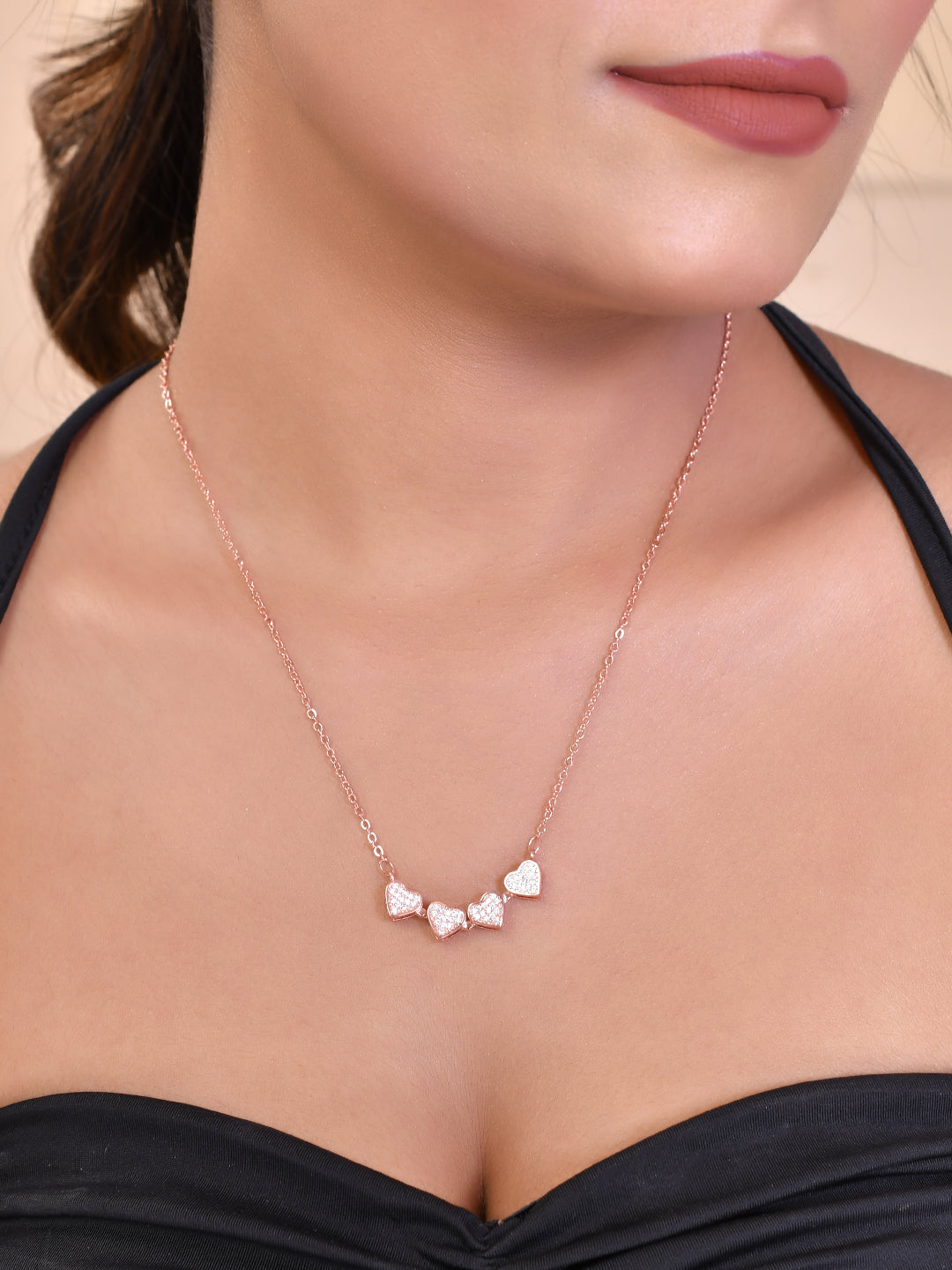 Women's Gold Plated Ad Studded Magnatical Foldable Necklace