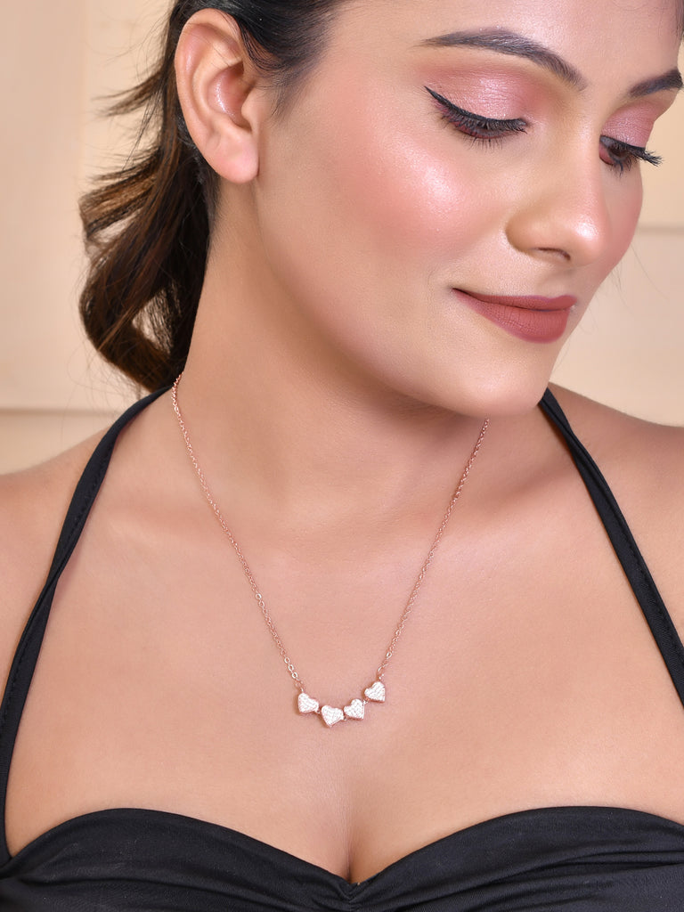 Women's Gold Plated Ad Studded Magnatical Foldable Necklace