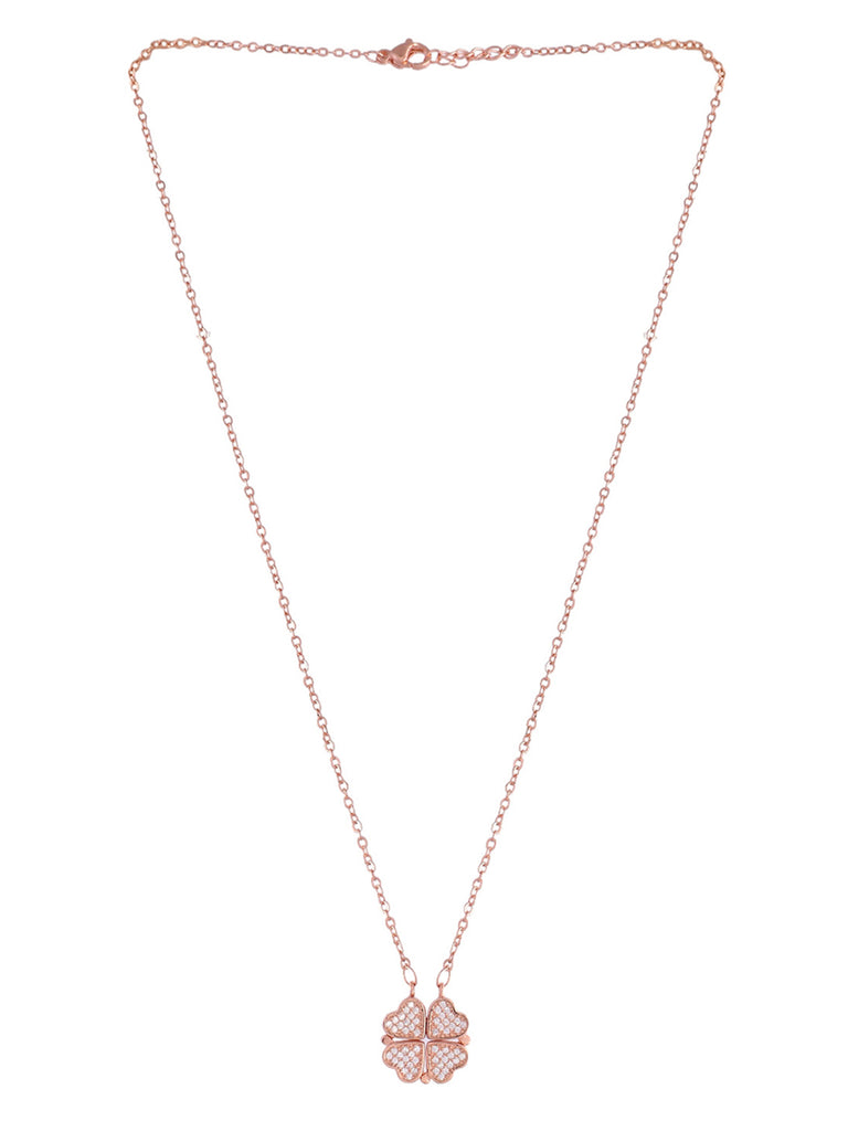 Women's Gold Plated Ad Studded Magnatical Foldable Necklace