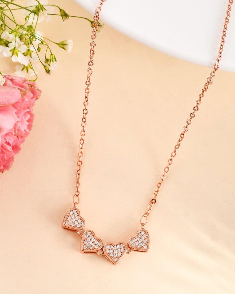Women's Gold Plated Ad Studded Magnatical Foldable Necklace - Voj