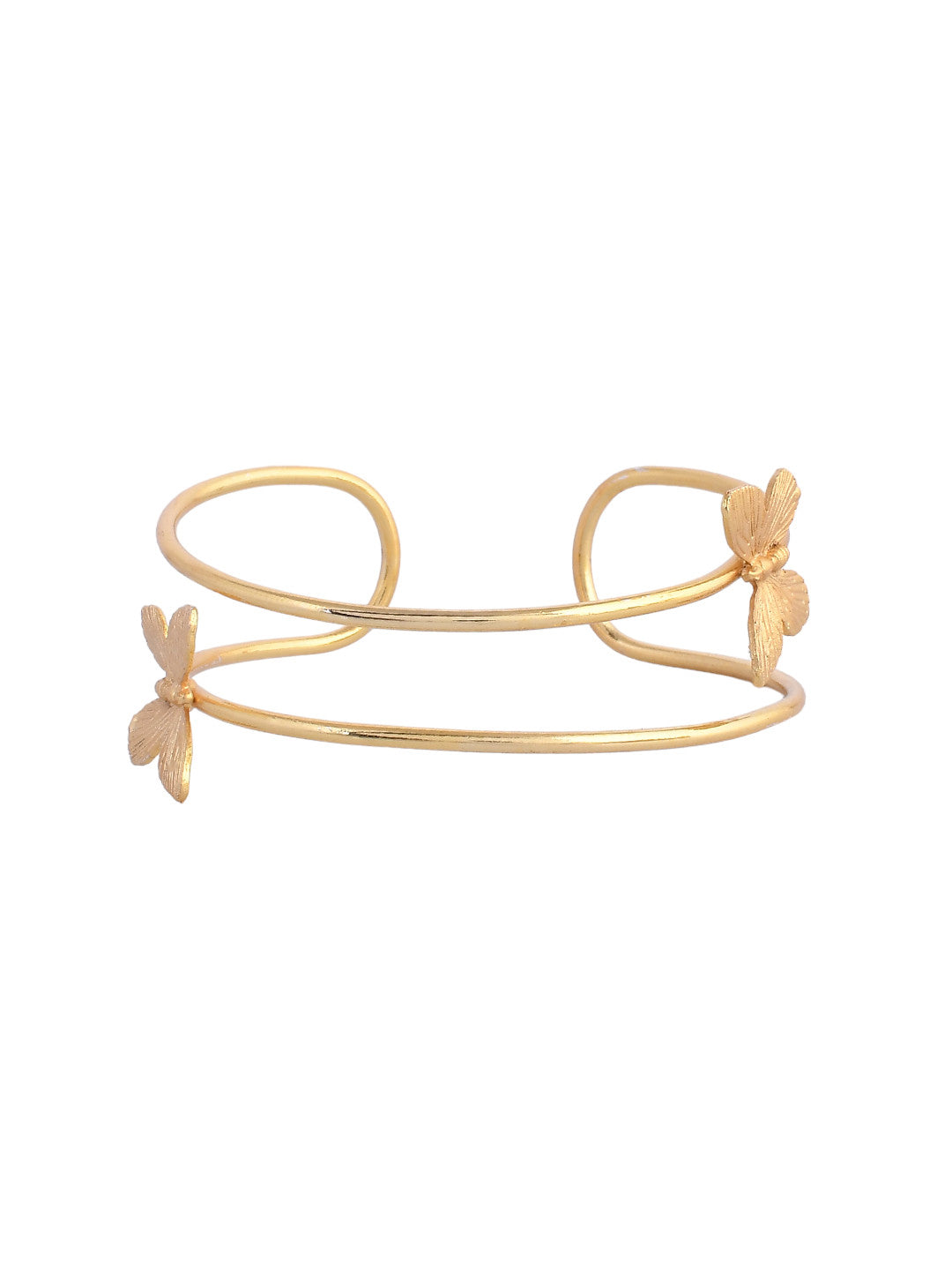 Women's Gold Plated Contemporary Butterfly Kada Bracelet - Voj