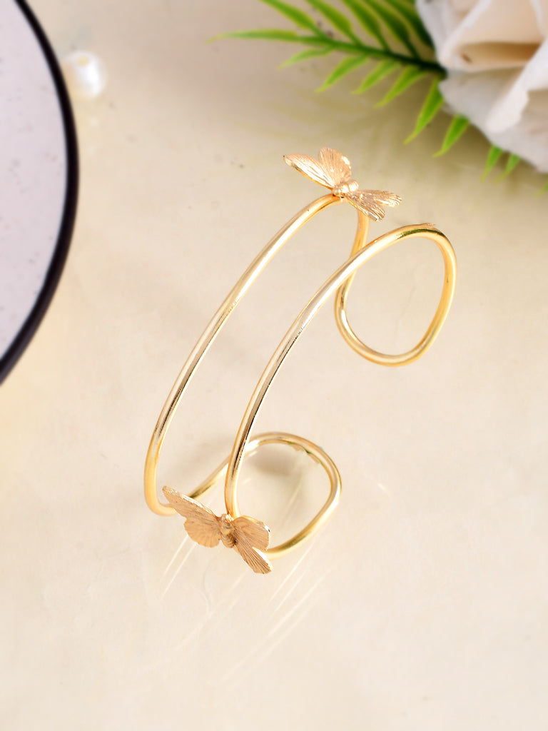 Women's Gold Plated Contemporary Butterfly Kada Bracelet