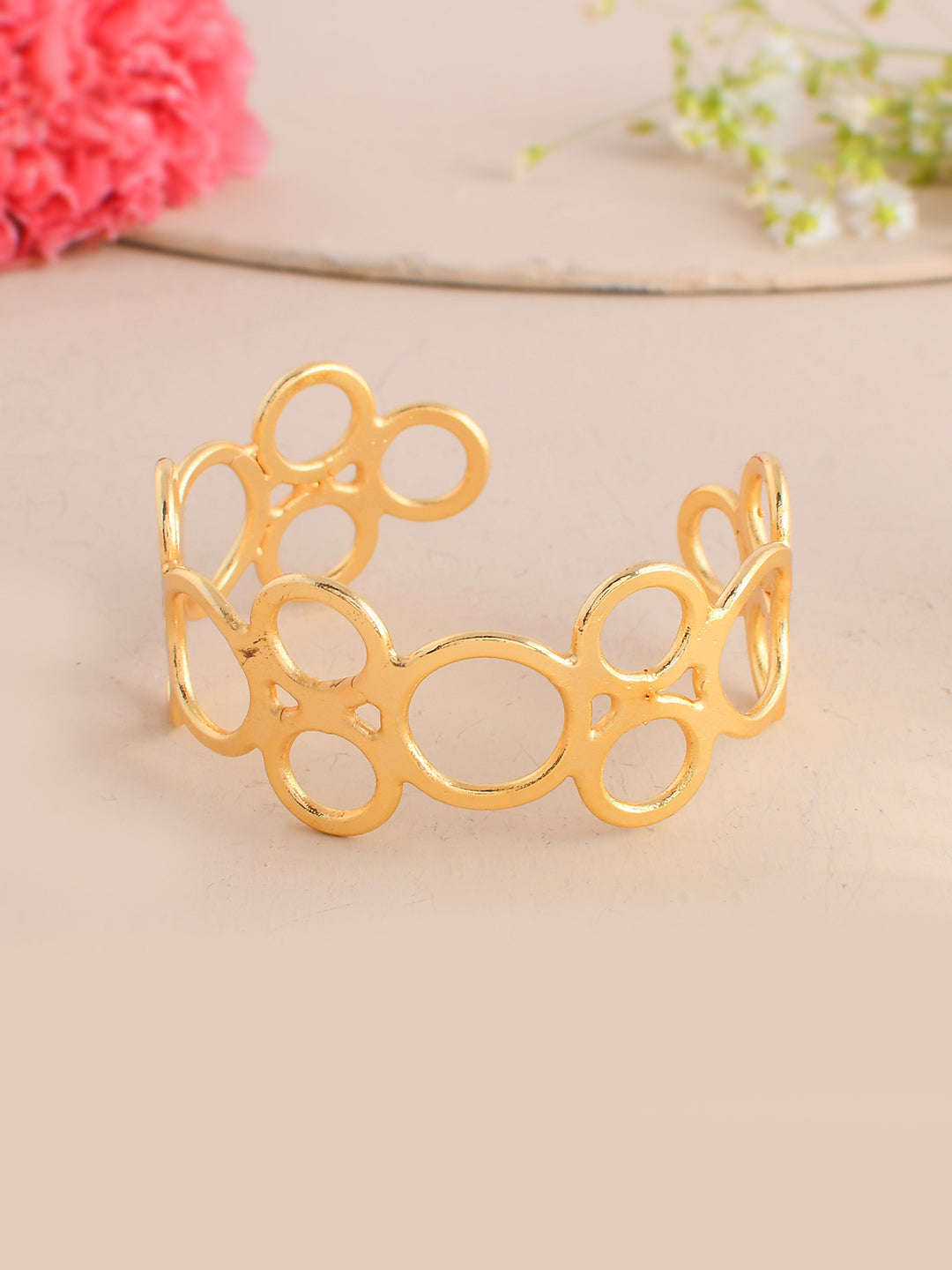 Women's Gold Plated Circular Geometrical Designed Kada Bracelet - Voj