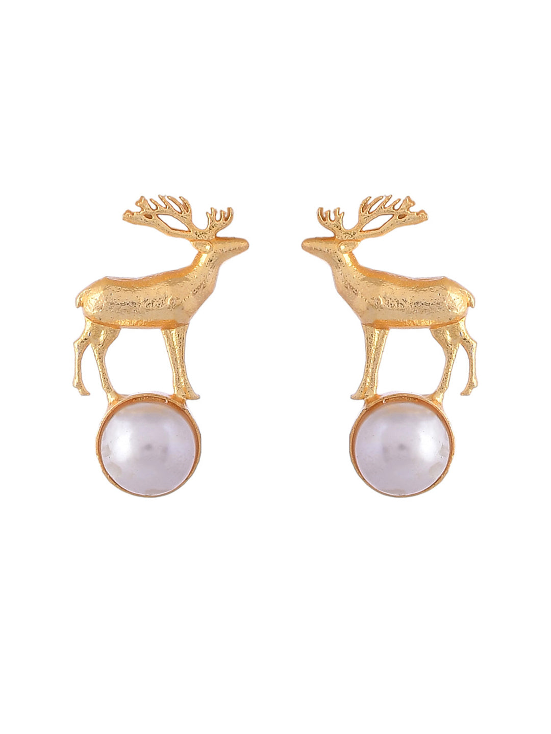 Women's One Gram Gold Plated Animal Shaped Deer Studs Earrings
