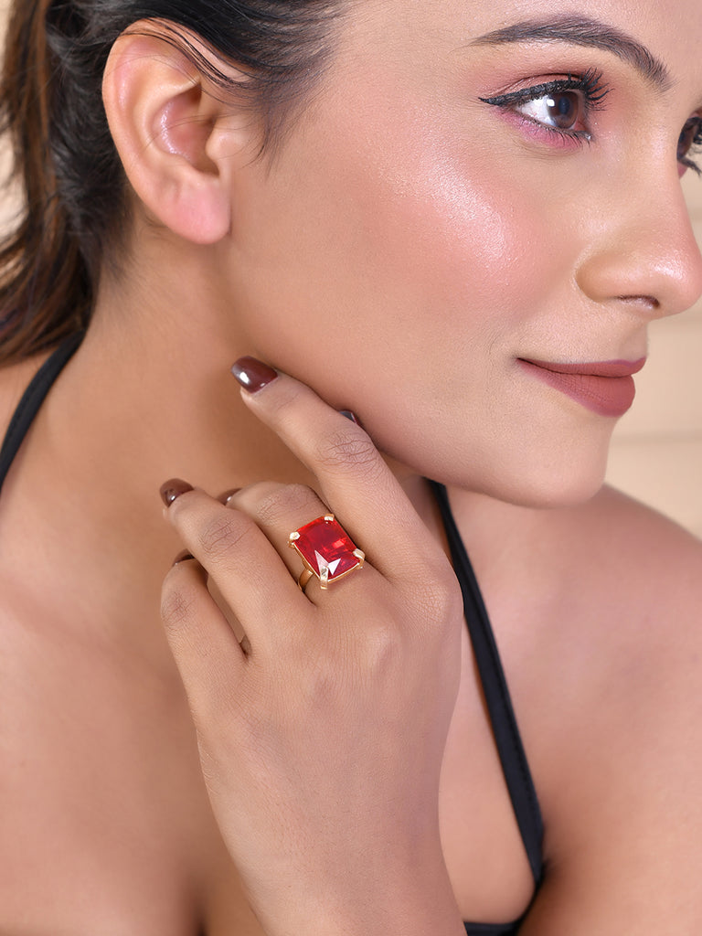 Women's 1 Gram Gold Plated Topaz & Opal Ring