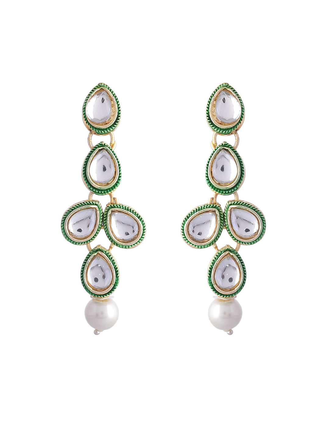 Women's White Pearl Kundan Necklace And Earring With Manag Tikka Jewellery Set - Voj