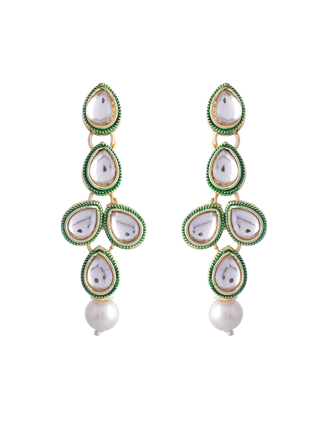 Women's White Pearl Kundan Necklace And Earring With Manag Tikka Jewellery Set
