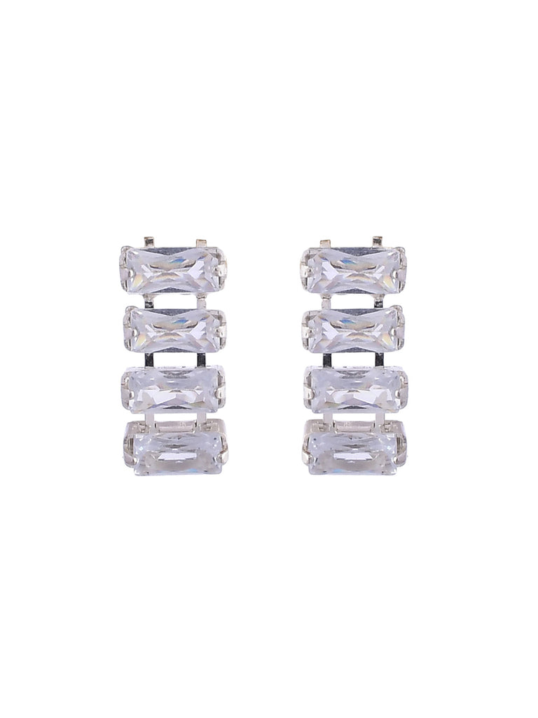 Women's Silver Plated White Cubical Beads  Choker Set With Earrings