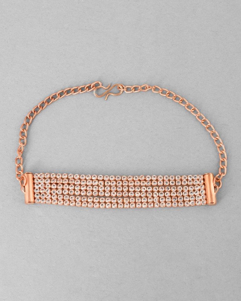 Women's Gold Plated Ad Studded Multi Layar Charm Bracelet