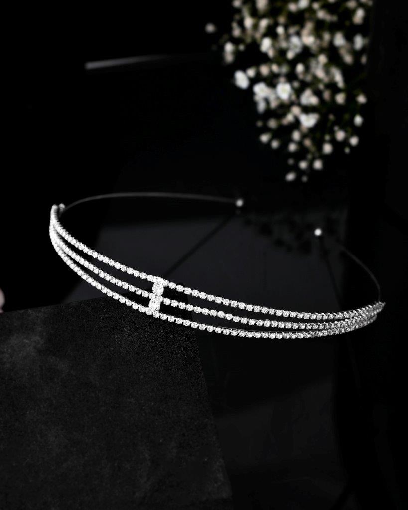 Women's Silver Plated Ad Stone Studded Hair Band