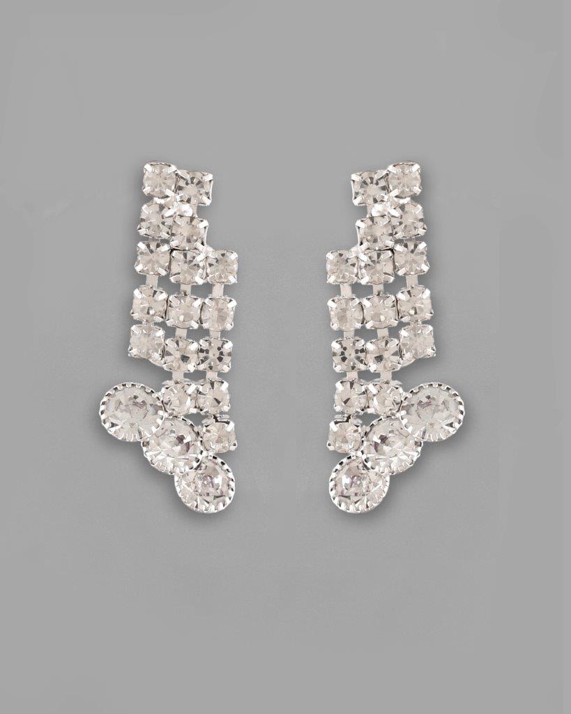 Women's Silver Plated Ad Stone Studded Necklace With Earrings Jewellery Set