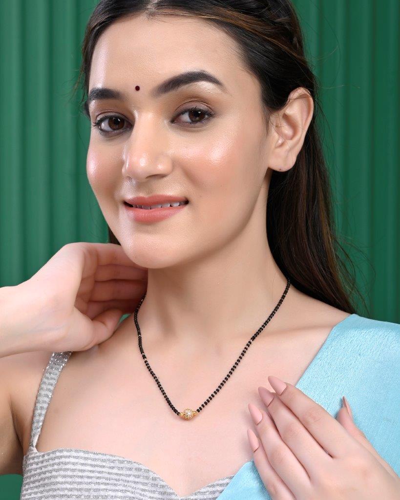 Women's Gold-Plated Ad-Studded & Beaded Mangalsutra