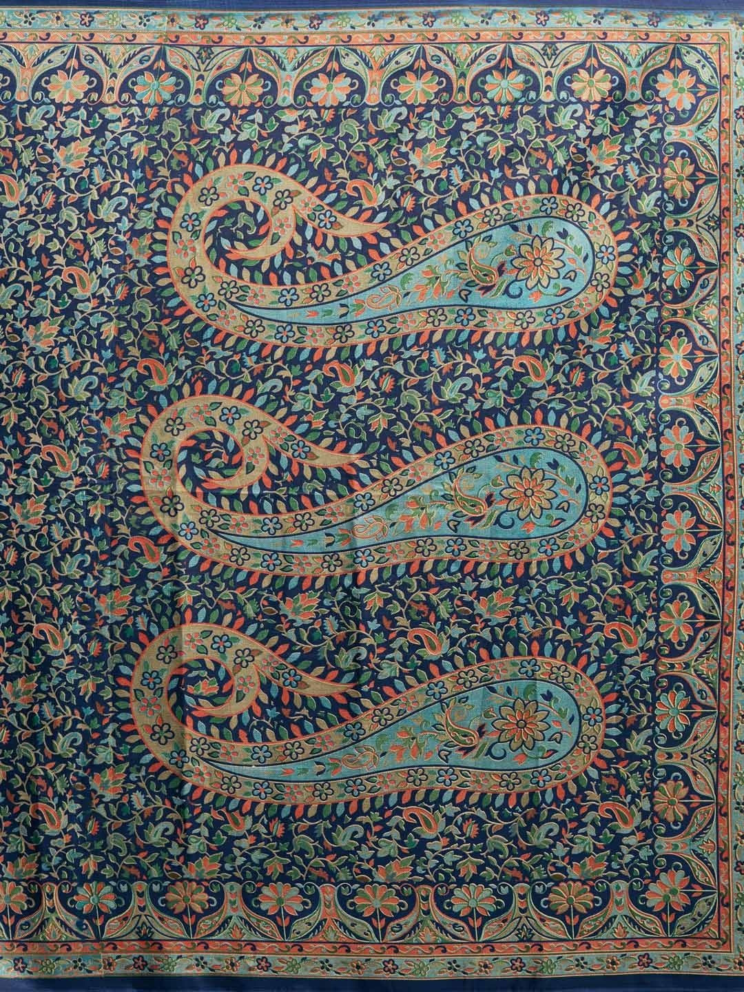 Women's Navy Blue Art Silk Printed Saree - Ahika