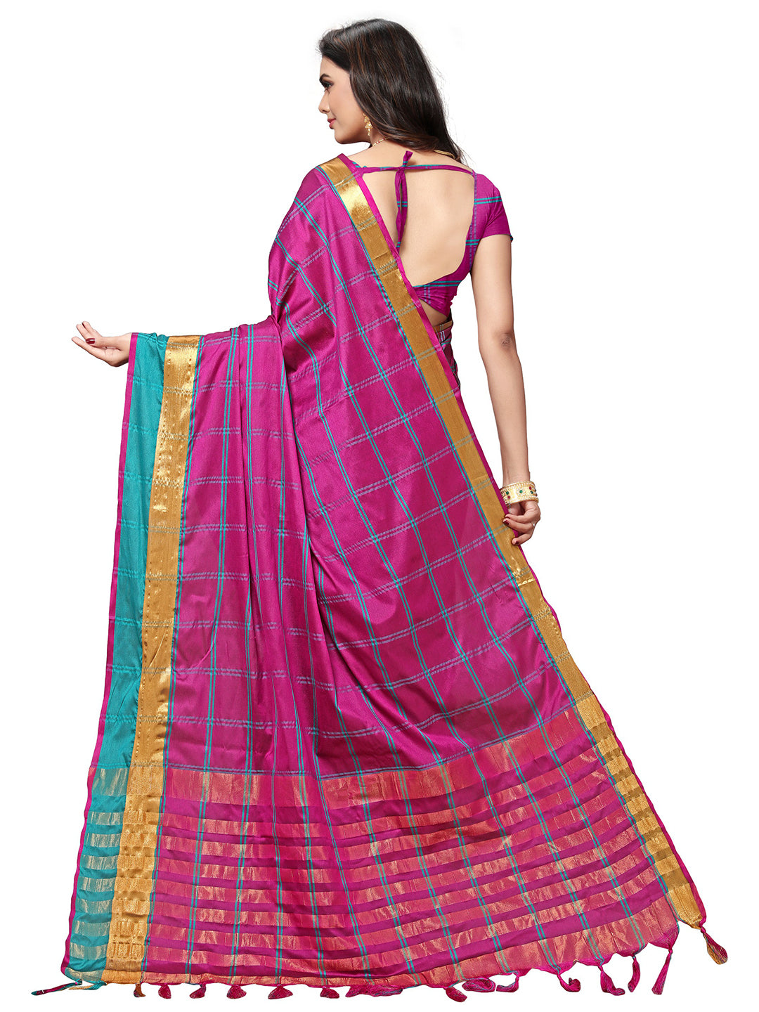 Women's Purple Silk Blend Woven Saree - Ahika