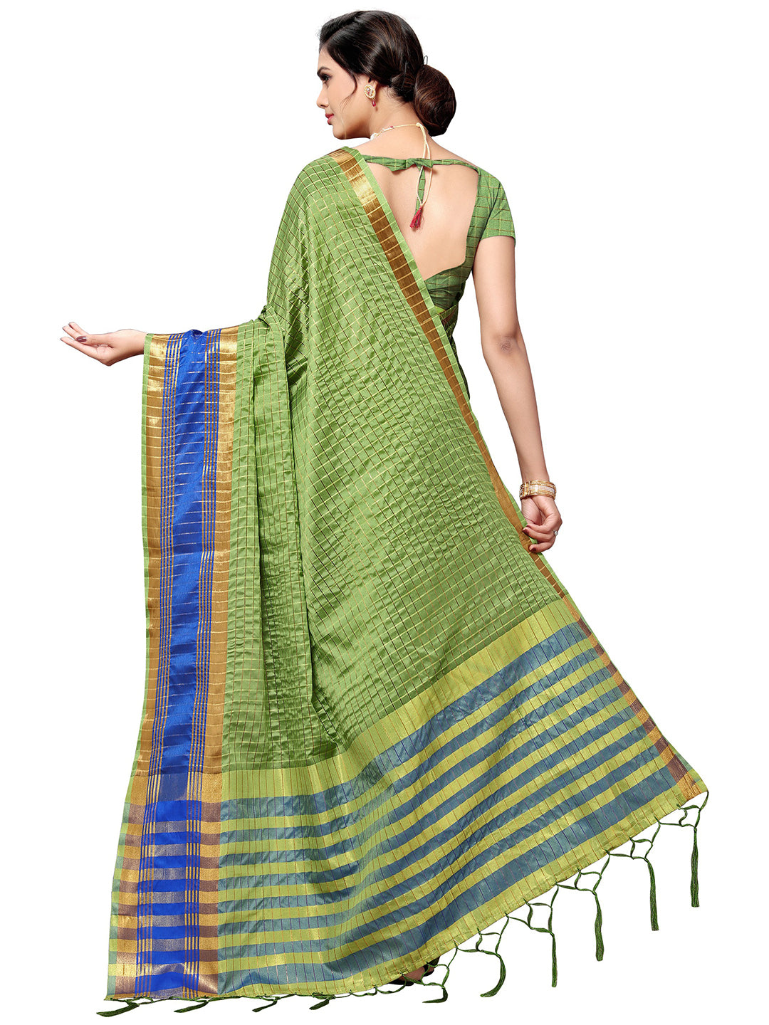 Women's Green Art Silk Self Design Saree - Ahika